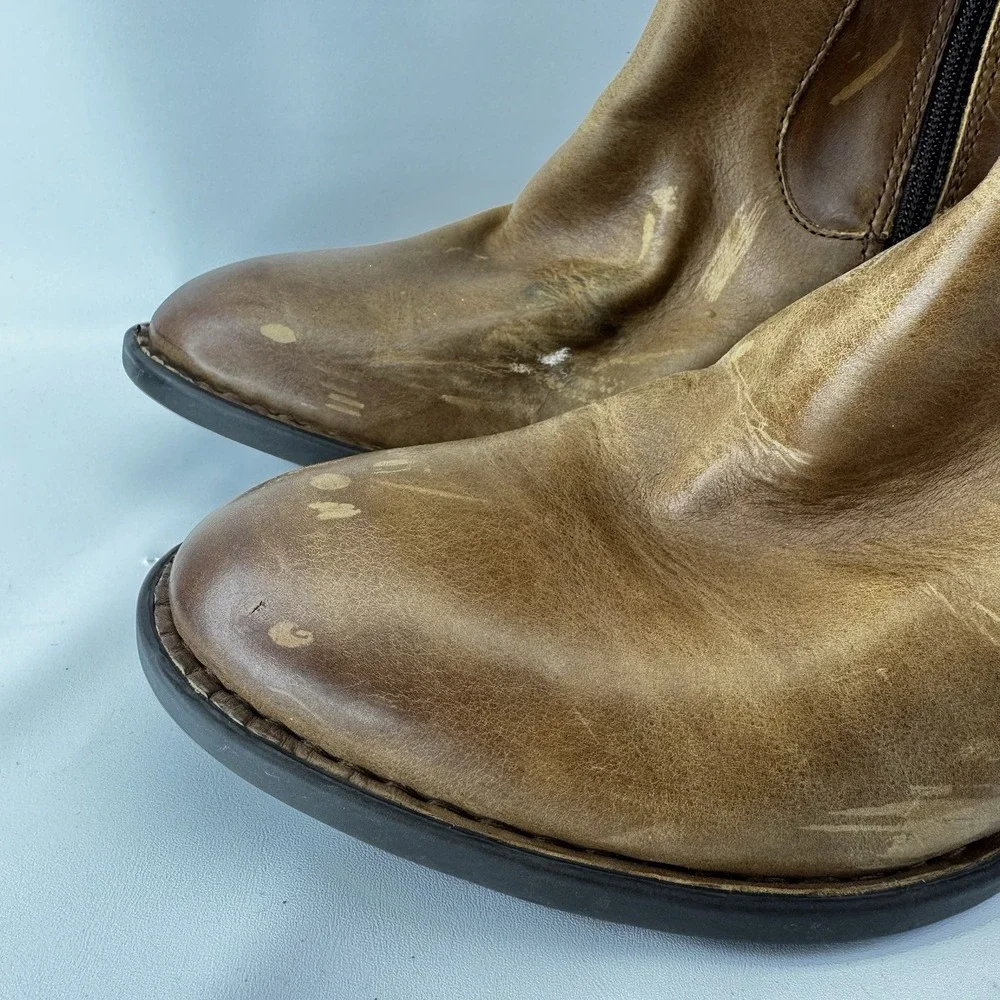 Born Brown Leather Tall Riding Boots Knee High Zip Womens Size 10 M W Tag